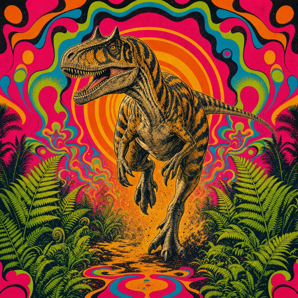 Allosaurus — Neon Pop: Playful psychedelic poster pop · alternate