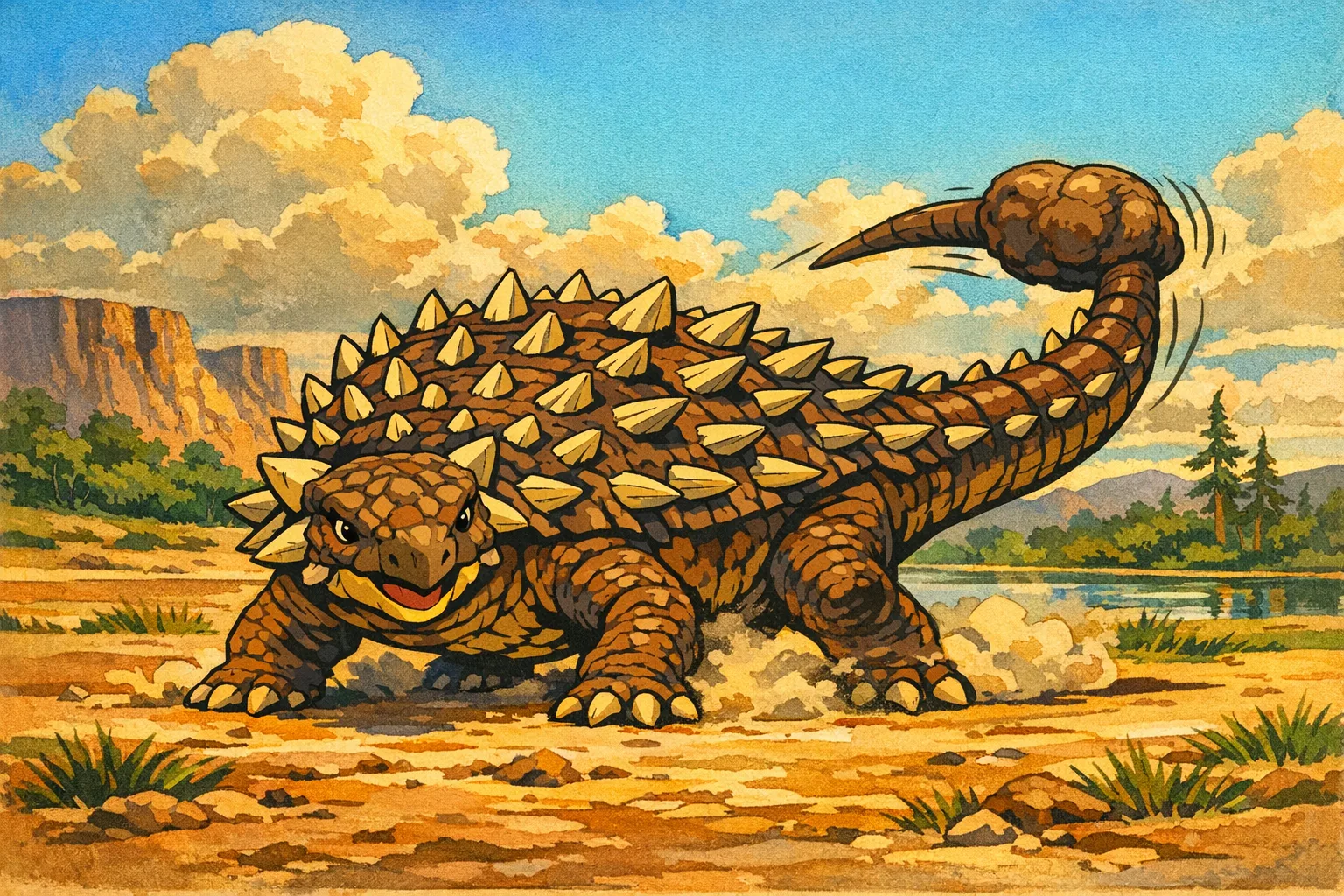 Ankylosaurus — Golden Age Cel: 1940s hand-painted animation cel