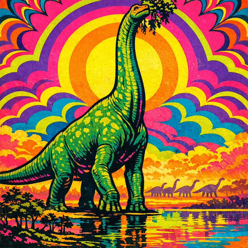 Brachiosaurus — Neon Pop: Playful psychedelic poster pop