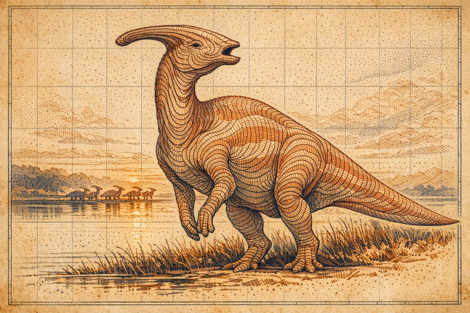 Parasaurolophus — Topographic: Contour-line cartographic study