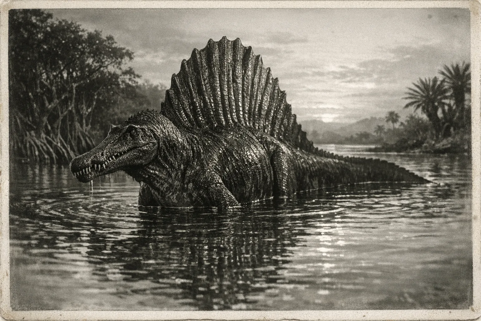 Spinosaurus — Archive Plate: Collector's silver-gelatin expedition plate