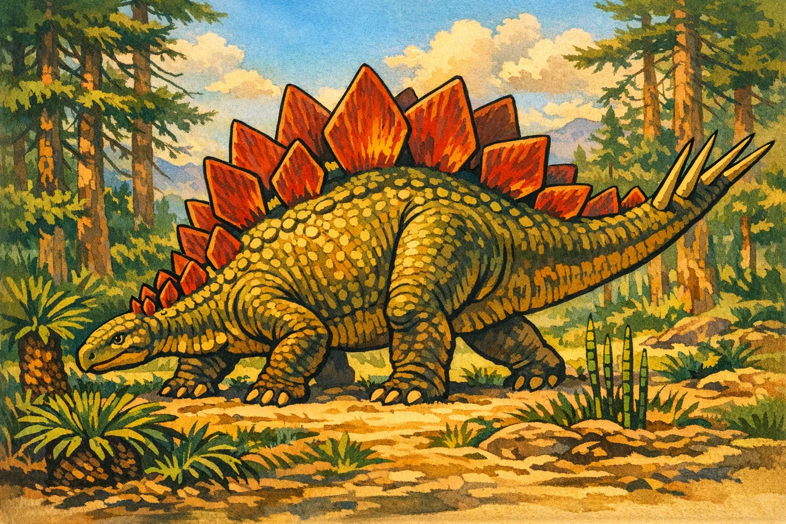Stegosaurus — Golden Age Cel: 1940s hand-painted animation cel