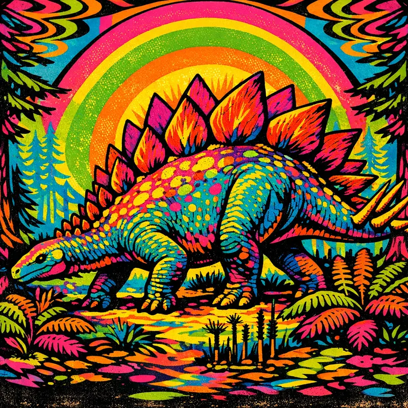 Stegosaurus — Neon Pop