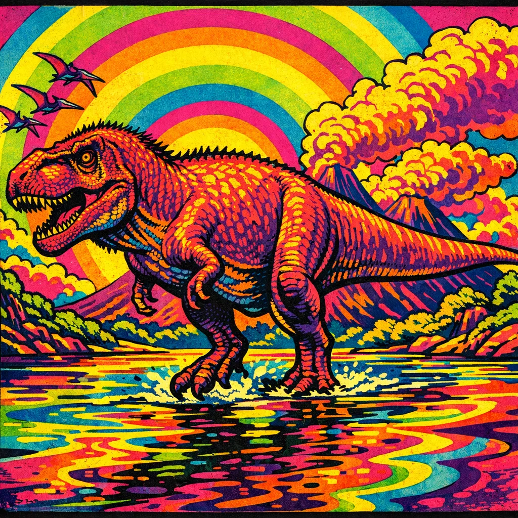 T. rex — Neon Pop: Playful psychedelic poster pop