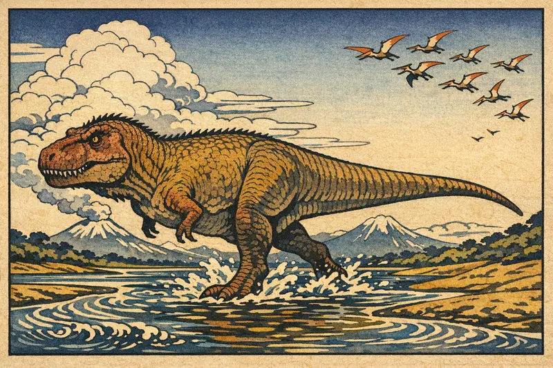 T. rex — Ukiyo-e