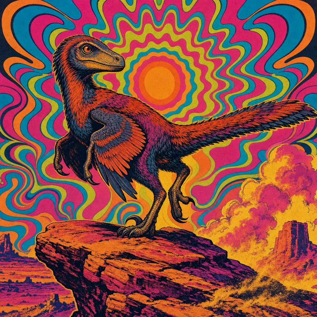Velociraptor — Neon Pop: Playful psychedelic poster pop · alternate